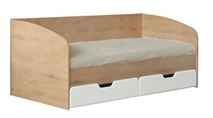 Кровать 0.8 со Спинкой №14 (с основанием) Скай Белый Глянец СМ Мебель Белгород