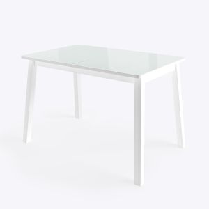 Раздвижной  стол со стеклом Тирк 110 (140) белый мебель белгород