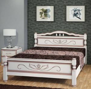 Кровать Карина 5 дуб молочный массив мебель белгород