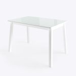 Раздвижной  стол со стеклом Тирк 110 (140) белый