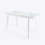 Раздвижной  стол со стеклом Тирк 110 (140) белый